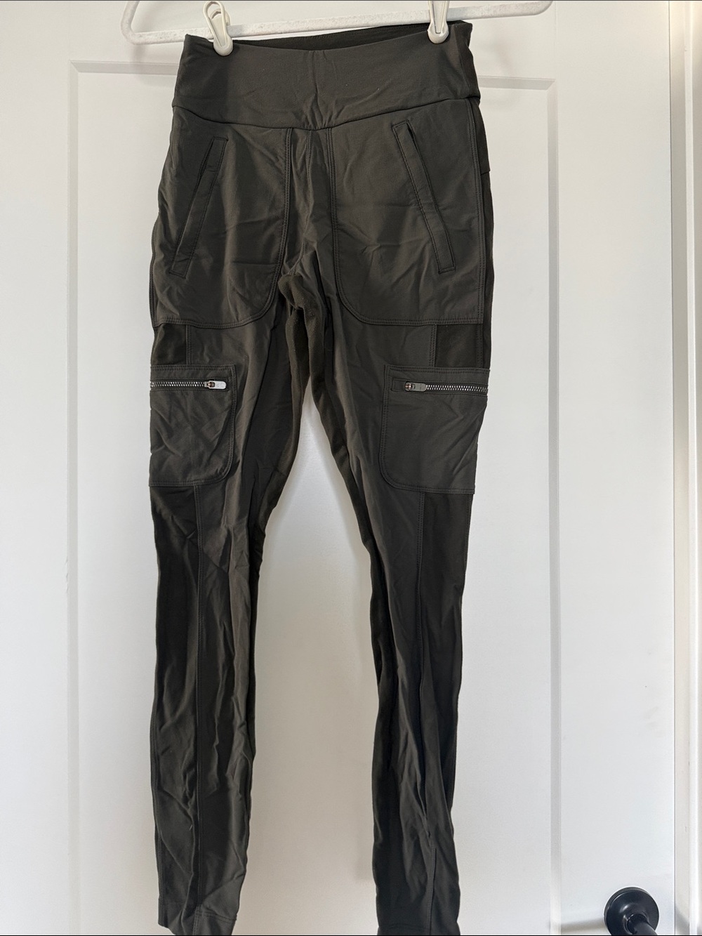 Athleta Olive Green Utility Leggings with Zip Pockets